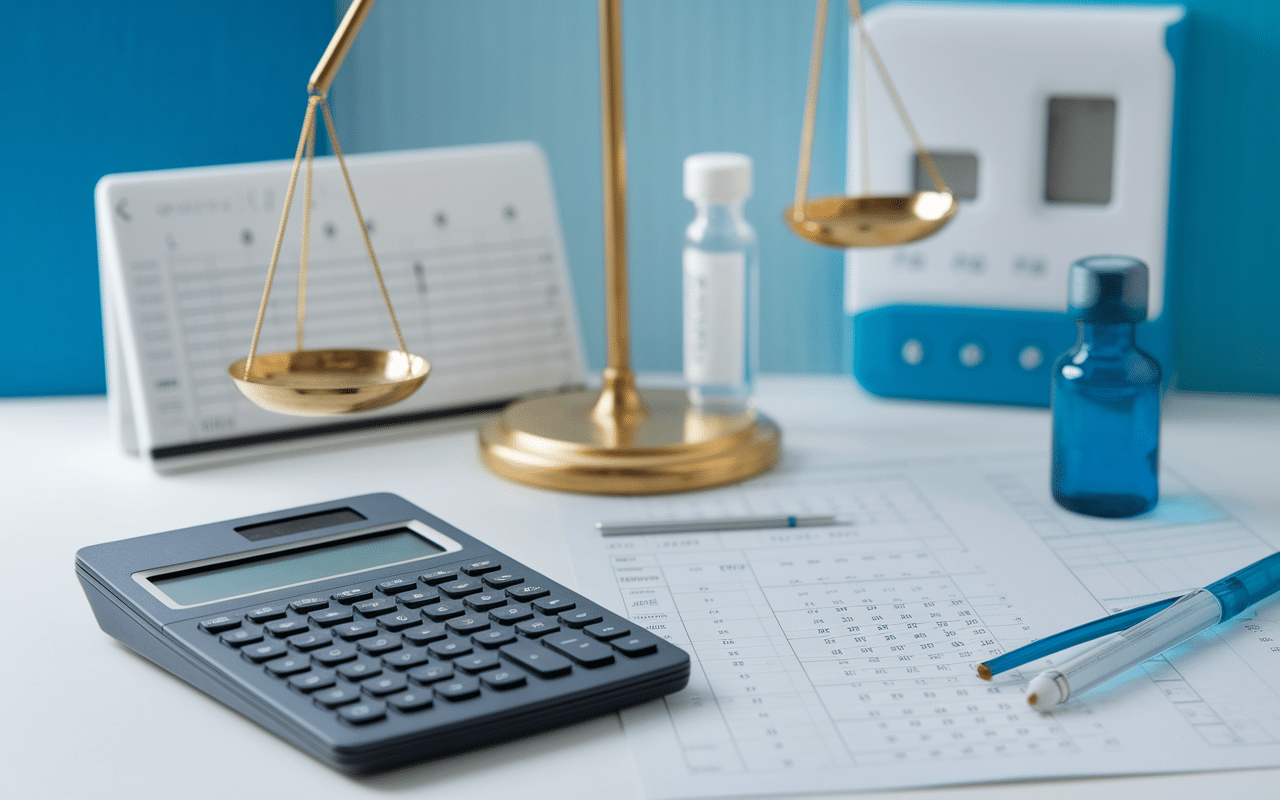 Bureau avec outils de calcul de dose