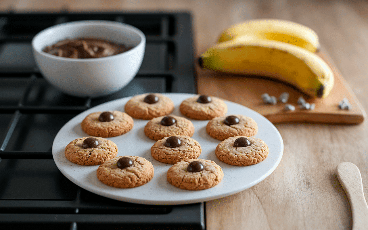 Cookies diabétique flocons avoine chocolat sortant du four