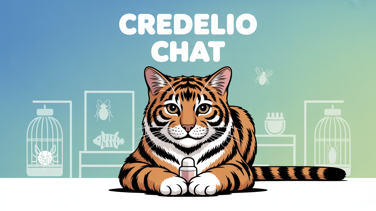 chat tigré avec comprimé credelio chat