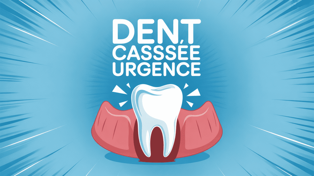Dent cassée urgence en deux morceaux fond bleu
