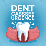 Dent cassée urgence en deux morceaux fond bleu