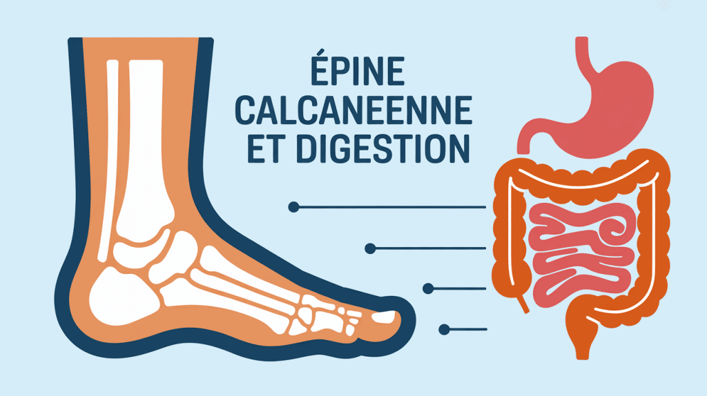 Illustration épine calcanéenne et foie intestin connexion