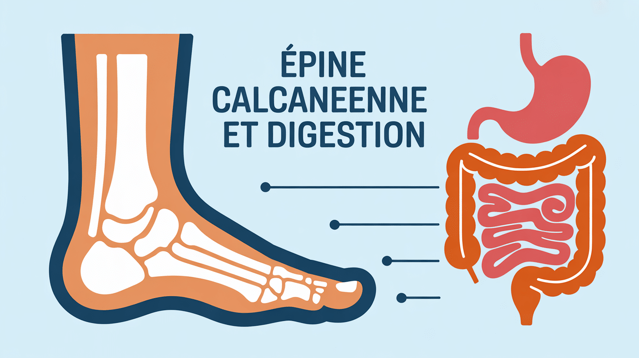 Illustration épine calcanéenne et foie intestin connexion