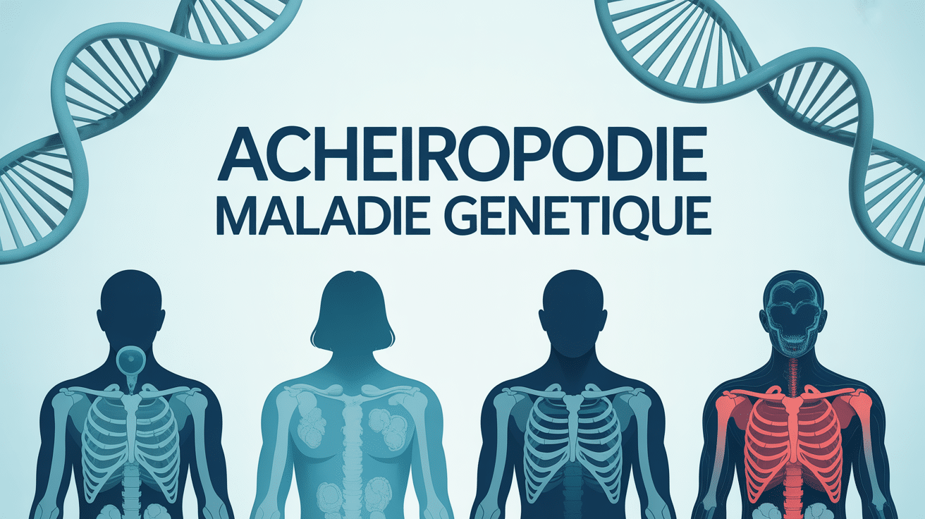 maladie genetique acheiropodie silhouette avec adn