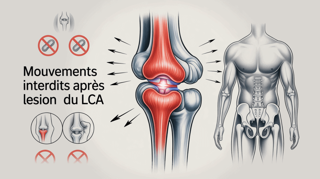 Anatomie genou mouvement interdit LCA illustration médicale
