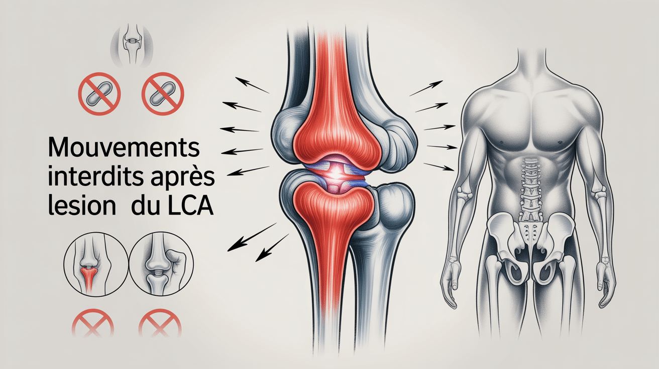 Anatomie genou mouvement interdit LCA illustration médicale