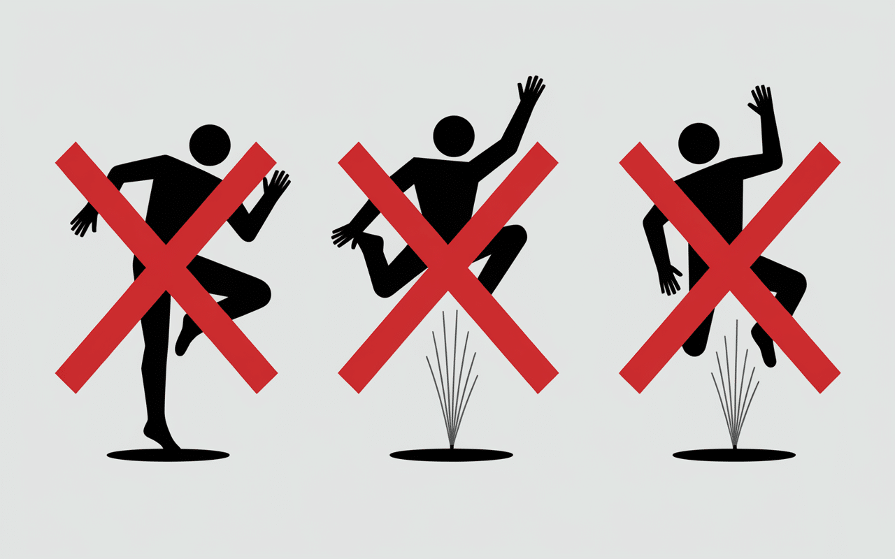 Illustration gestes mouvement interdit LCA à éviter