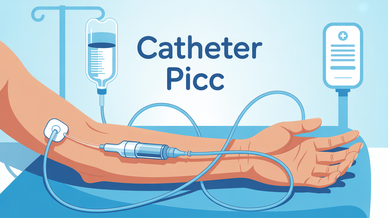 illustration picc catheter bras et perfusion
