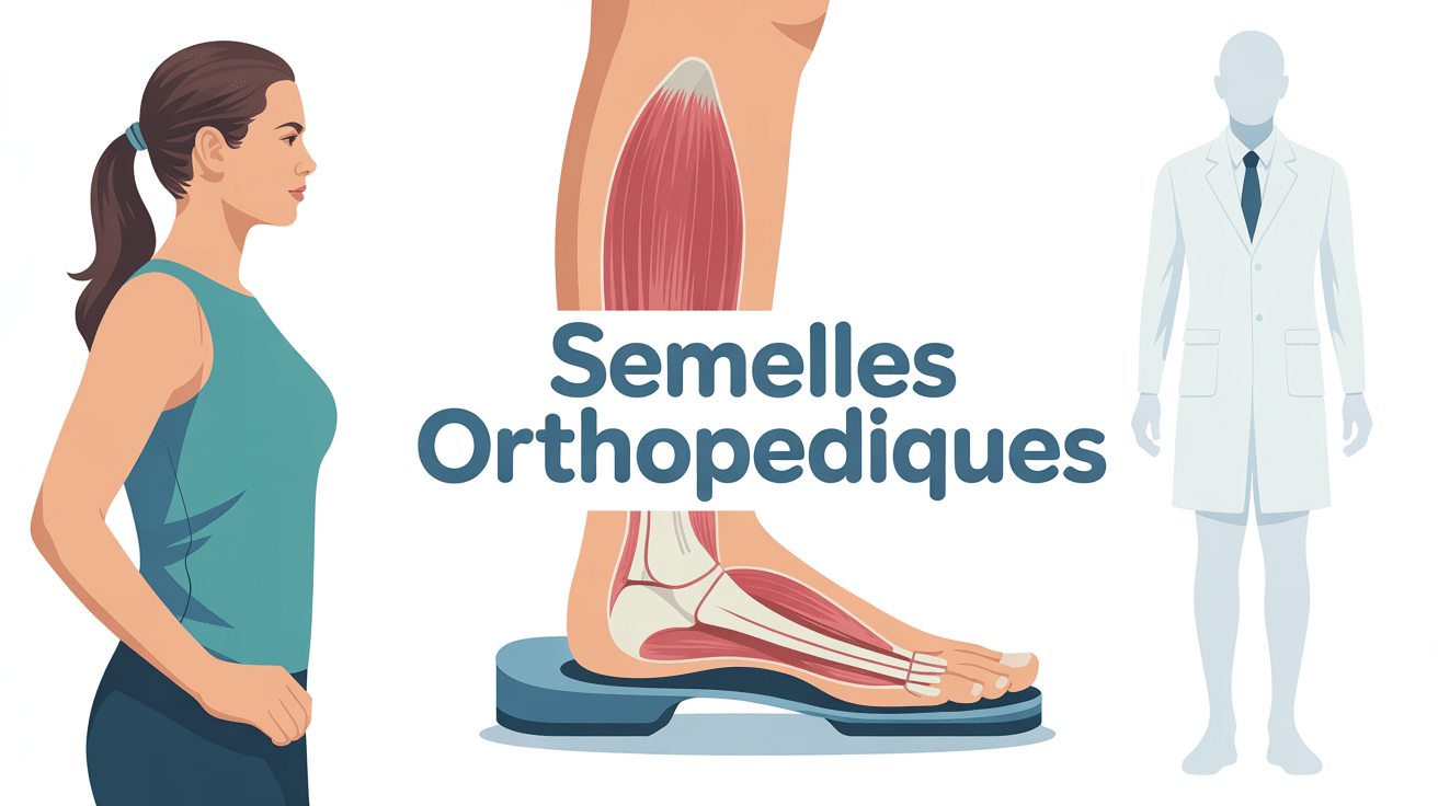 illustration semelles orthopédiques douleurs musculaires silhouette chaîne du pied au dos