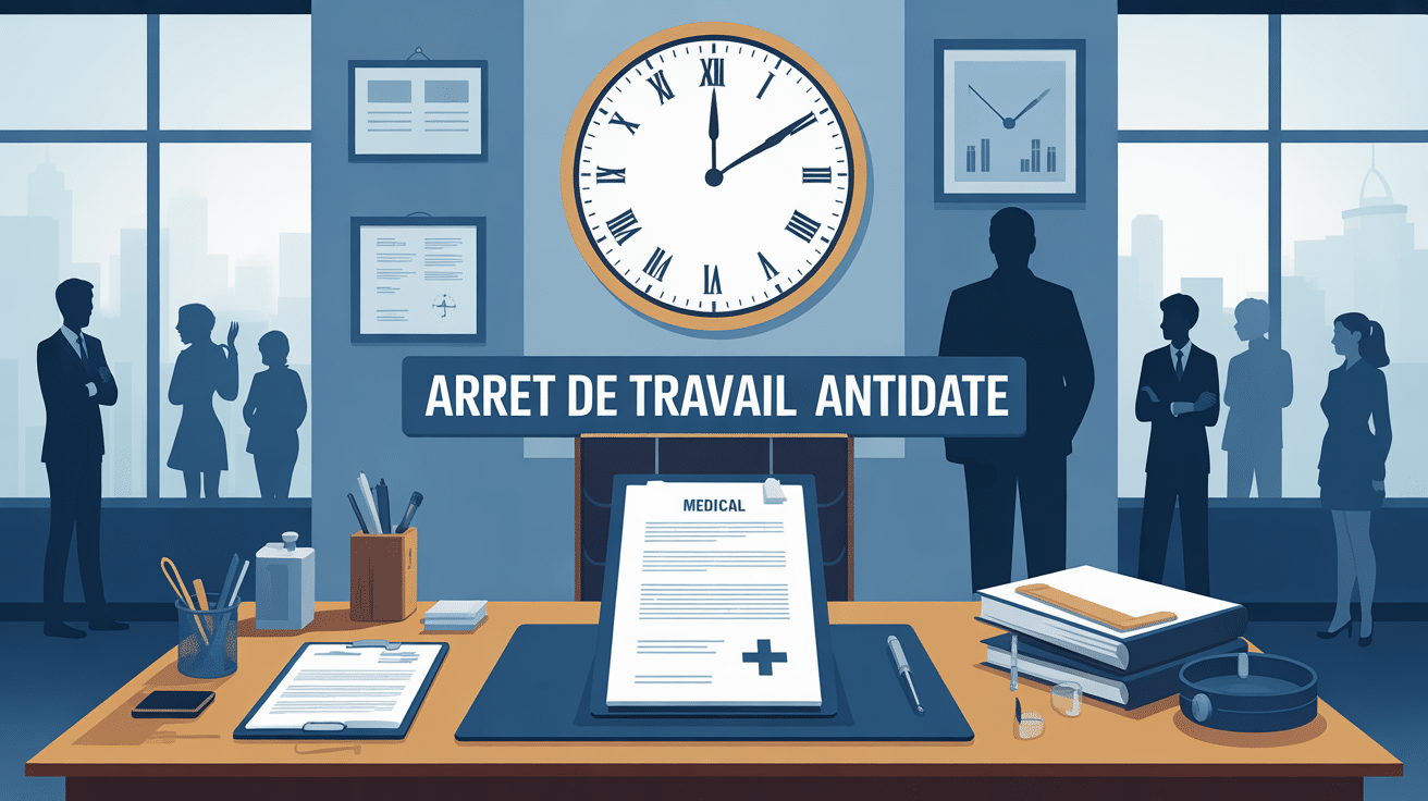 illustration arret de travail antidaté bureau professionnel