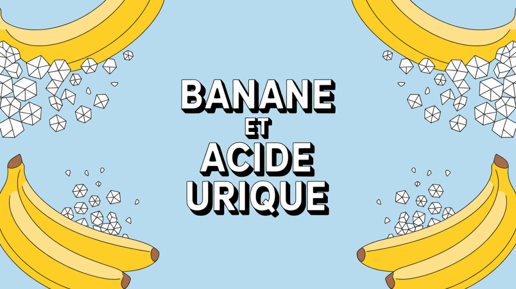banane et acide urique illustration stylisée bleu jaune