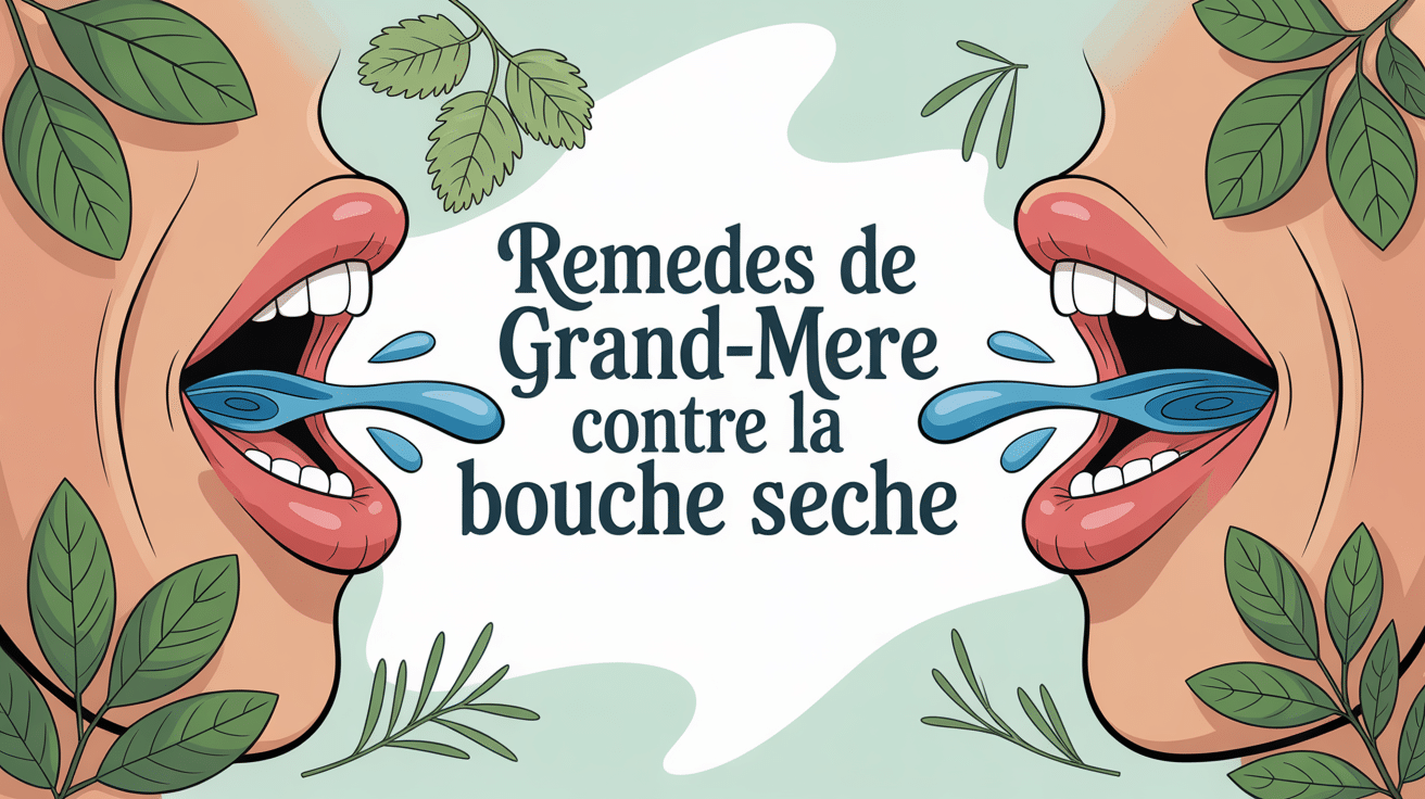 Bouche sèche remède grand-mère avec plantes et gouttes d'eau