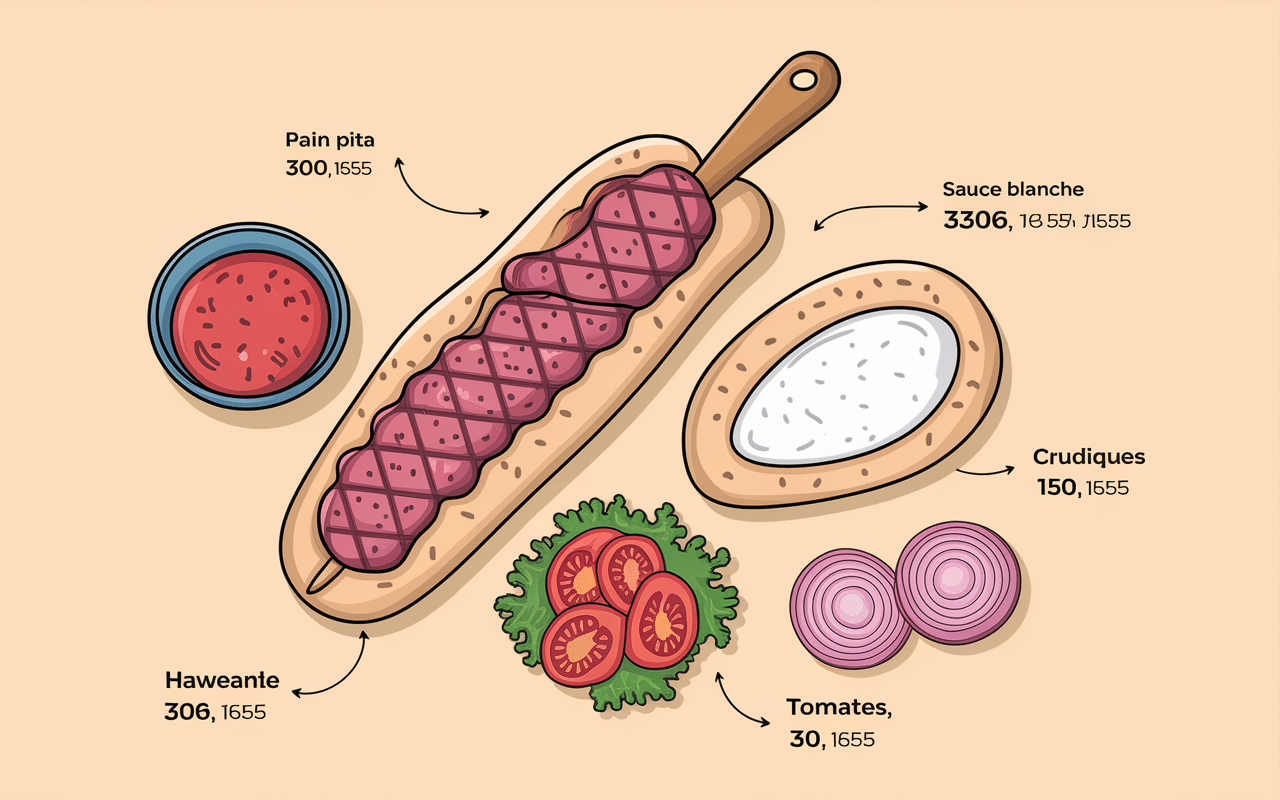 calorie kebab infographie ingrédients détaillés