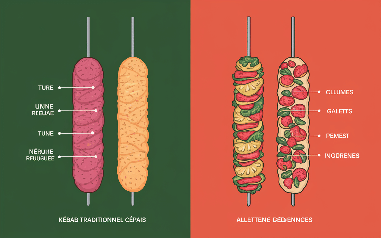 comparaison calorie kebab traditionnel et kebab allégé
