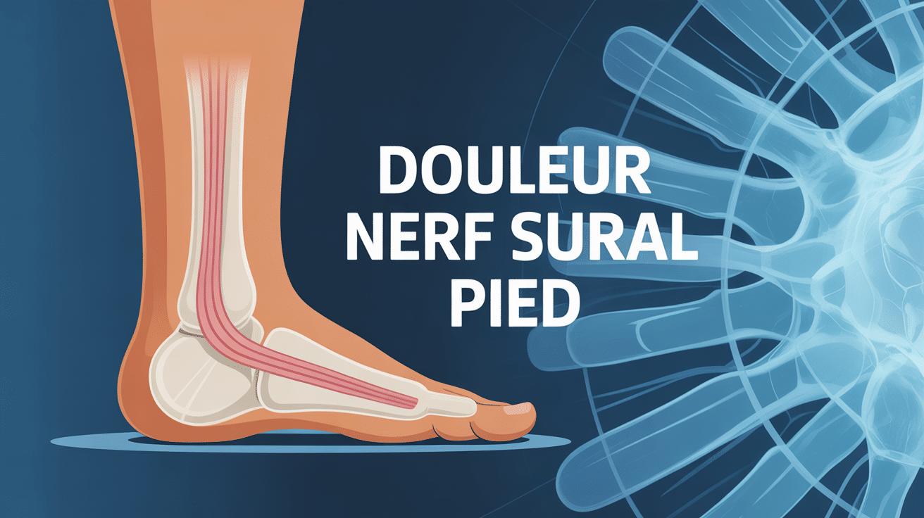 Illustration nerf sural et douleur sur le côté extérieur du pied