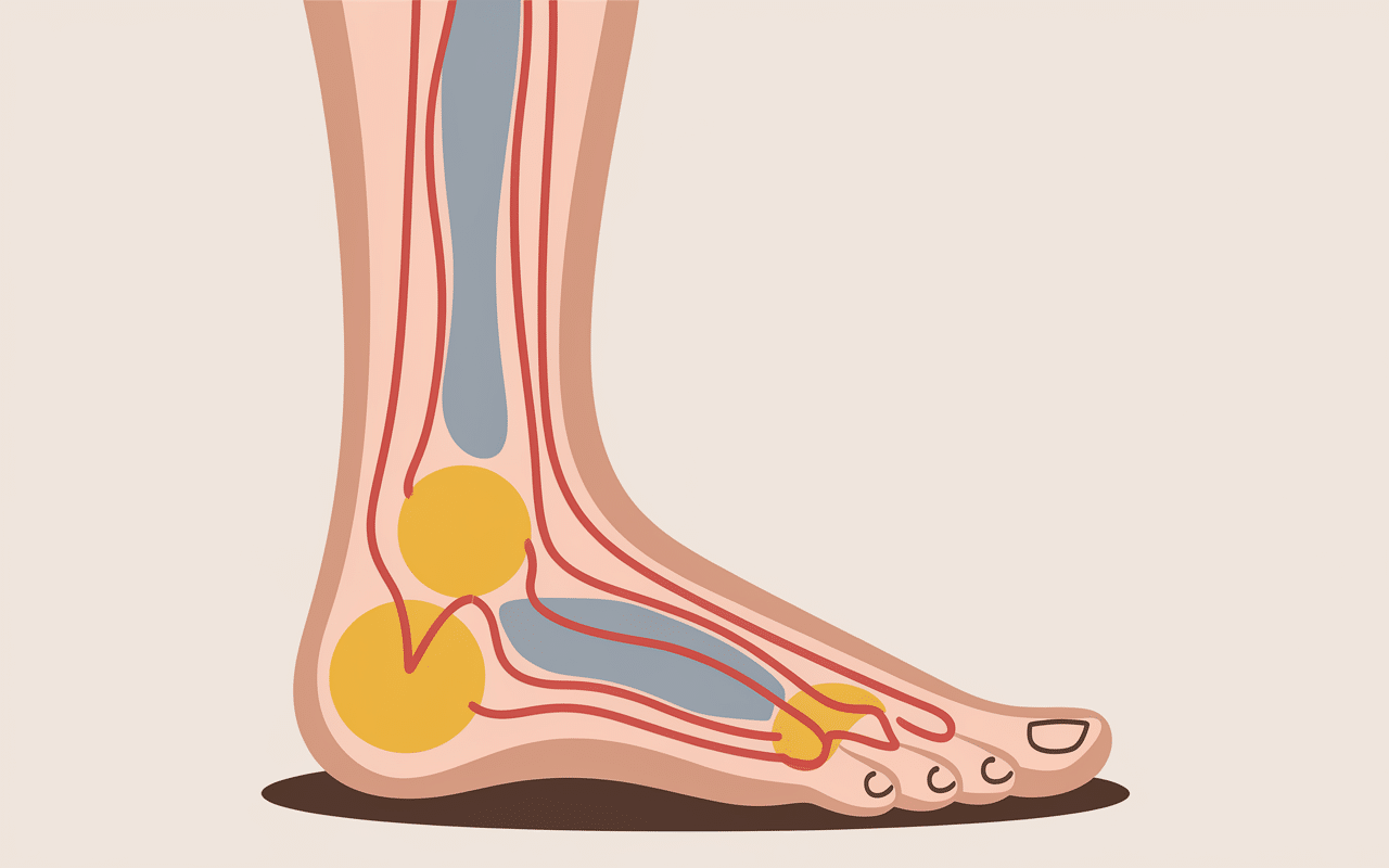 Schéma nerf sural douleur côté extérieur du pied