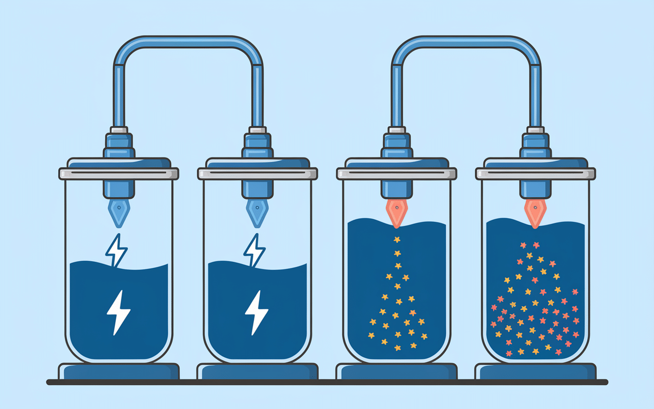 schéma électrolyse de l'eau ionisée