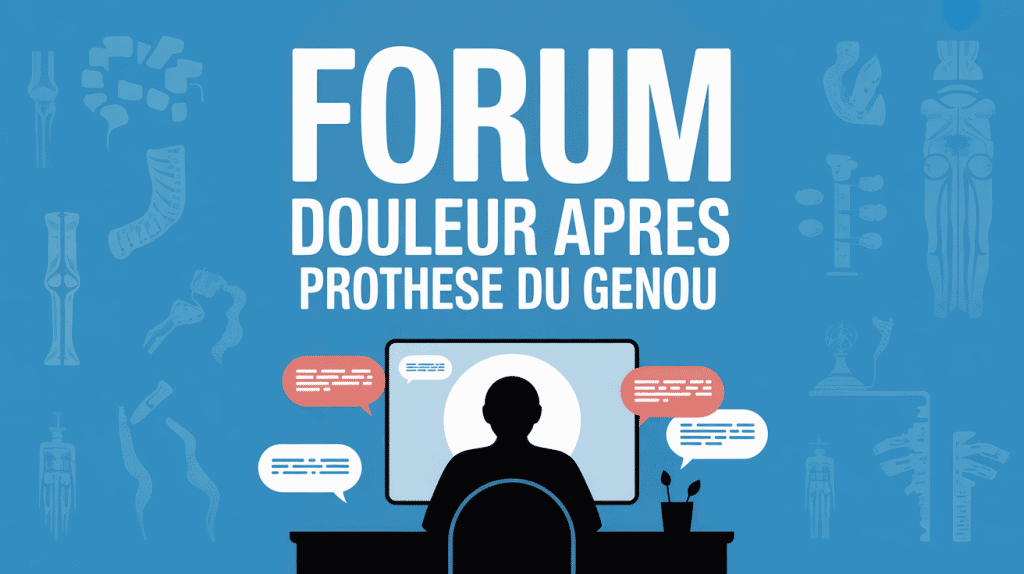 Forum douleur après prothèse du genou, illustration écran ordinateur bulle dialogue