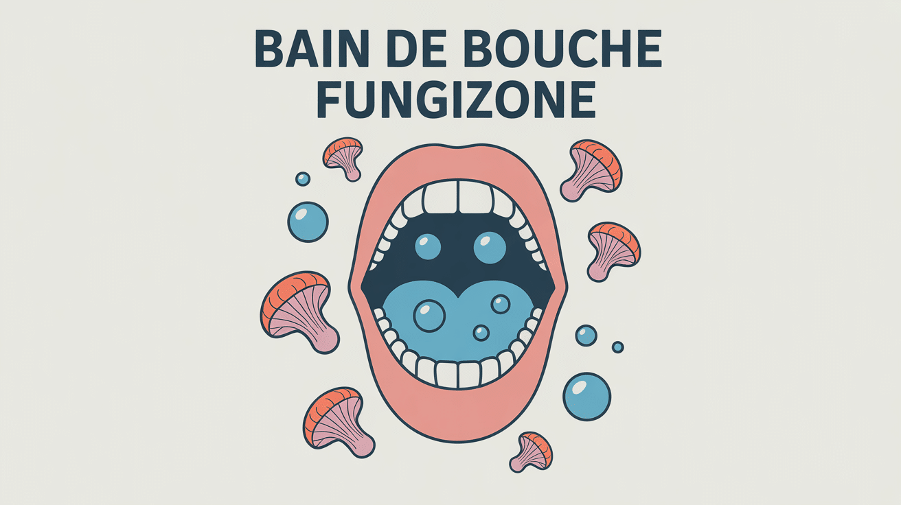 Fungizone bain de bouche, illustration médicale bouche champignons