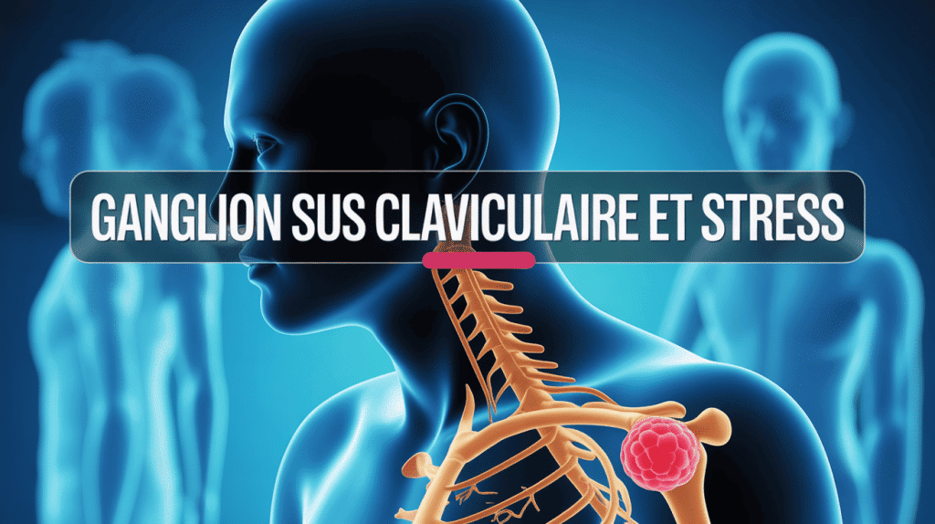 Schéma ganglion sus claviculaire stress sur silhouette humaine