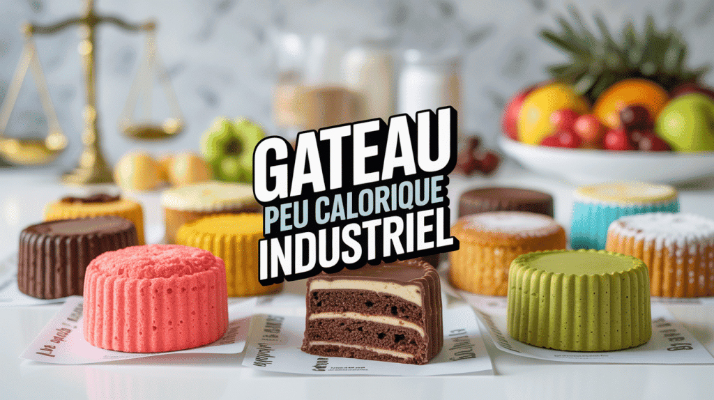 Assortiment gateau peu calorique industriel avec étiquettes nutritionnelles