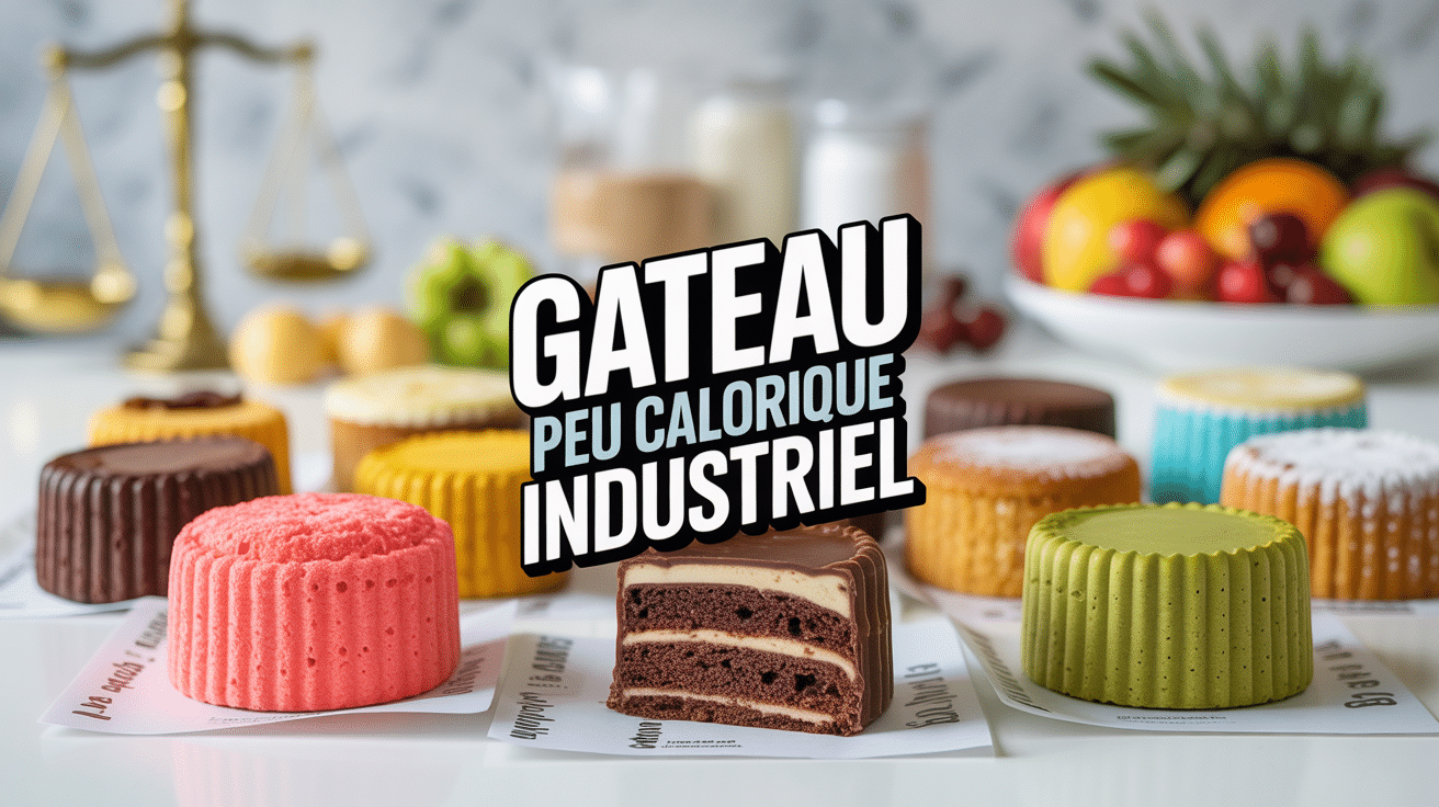 Assortiment gateau peu calorique industriel avec étiquettes nutritionnelles
