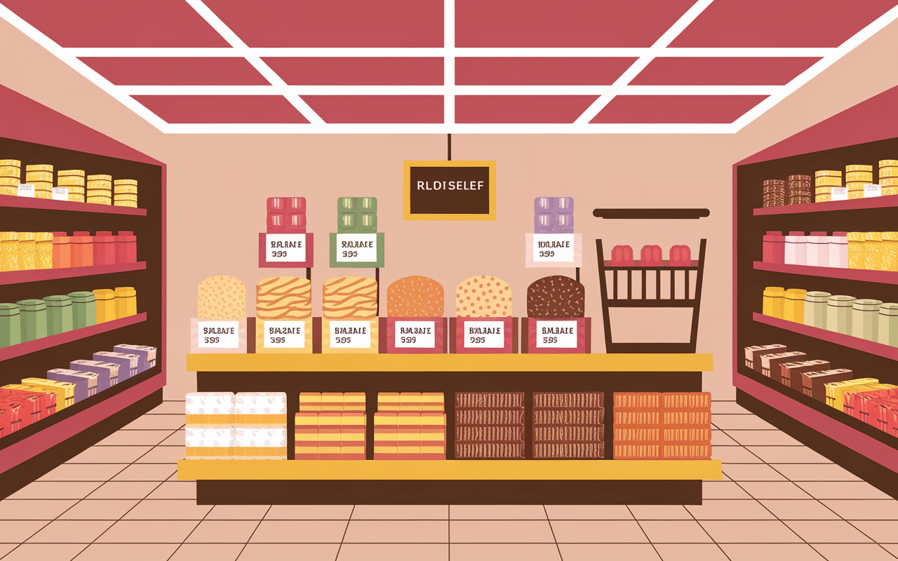 Rayon biscuits gateau peu calorique industriel supermarché