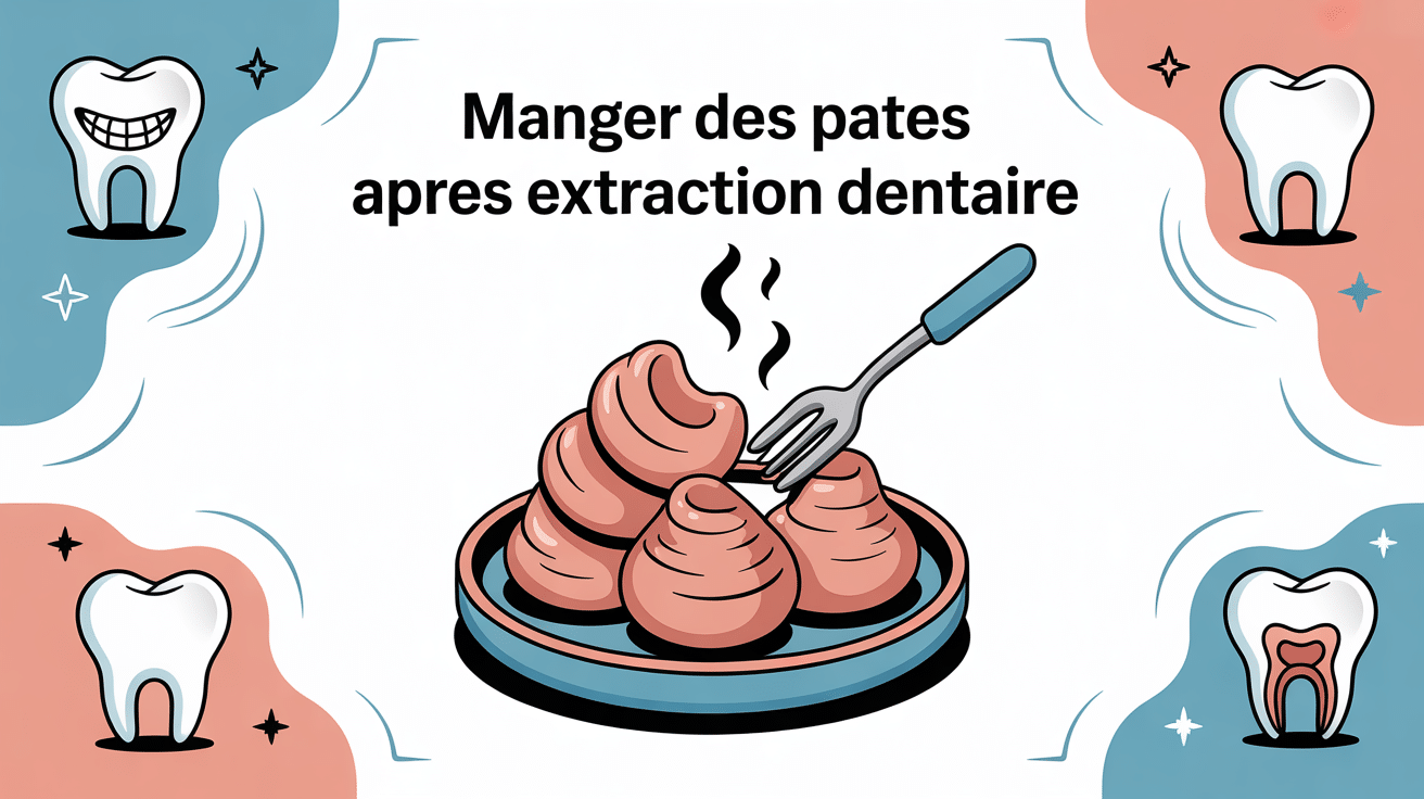 assiette de pâtes après extraction dentaire illustration