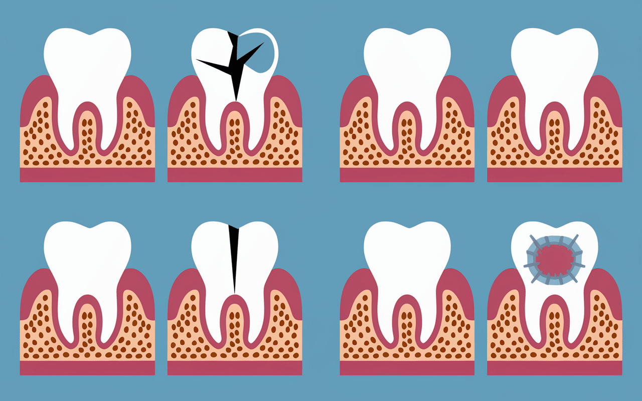 Quatre cas pansement dentaire illustration