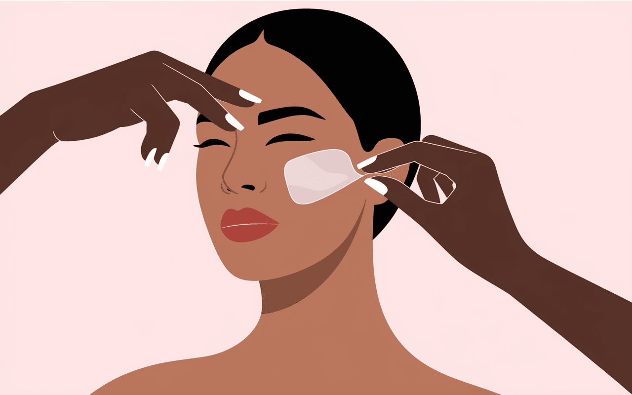 Application patch bouton sur le visage