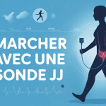 Peut-on marcher avec une sonde JJ silhouette en mouvement sur fond rassurant