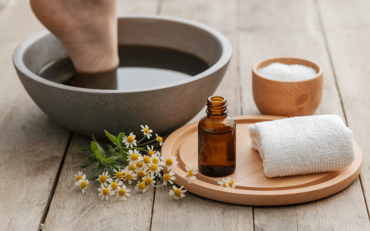 pied qui brûle remède de grand-mère bain de pieds