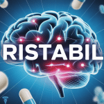 Illustration cerveau stylisé et pilules ristabil