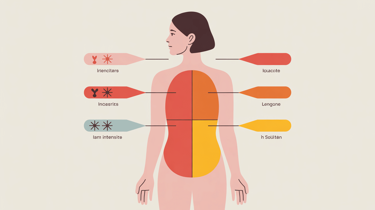 Douleur hanche droite signification illustration zones colorées