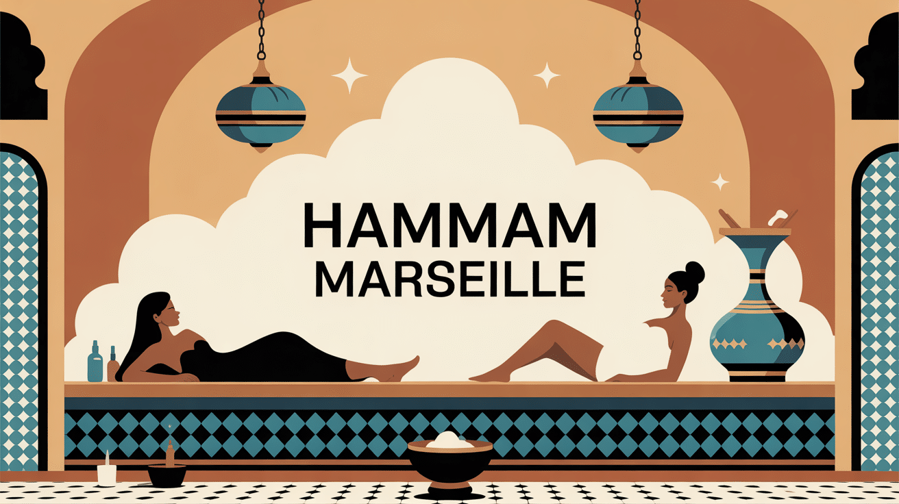 Illustration hammam Marseille dômes vapeur mosaïque détente