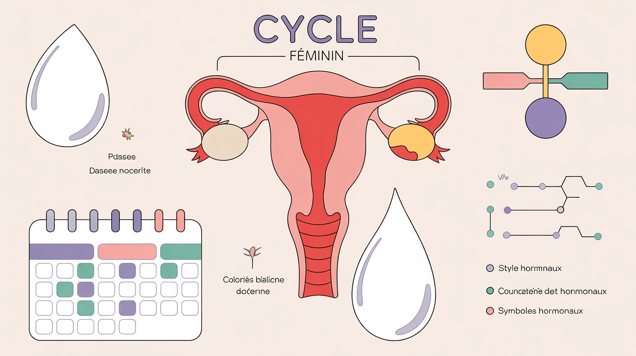 j'ai pas mes regles mais des pertes blanches schema cycle menstruel