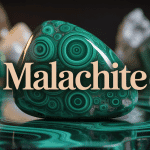 Pierre de malachite verte avec motifs et cristaux