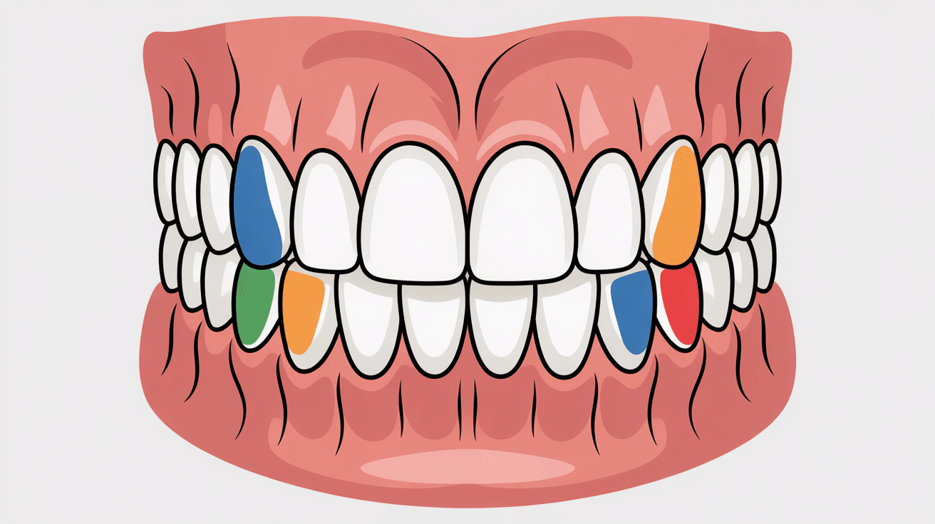 Schéma nombre de dents adulte 32 colorées