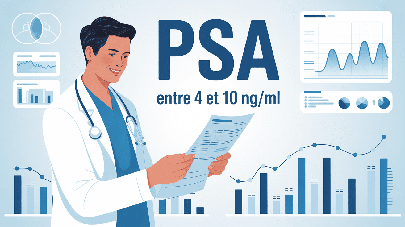 PSA compris entre 4 et 10, illustration résultats médicaux