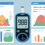 infographie taux de glycémie : tableau des valeurs glycémiques