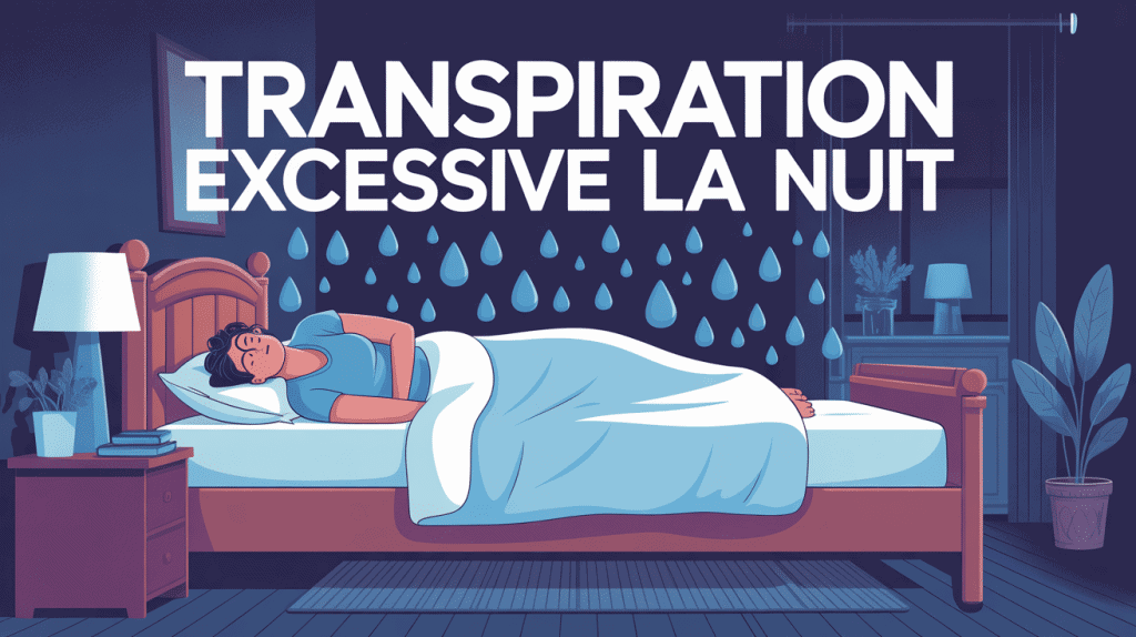 Illustration transpiration excessive la nuit dans un lit