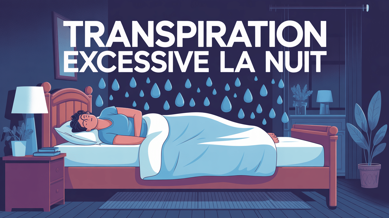 Illustration transpiration excessive la nuit dans un lit