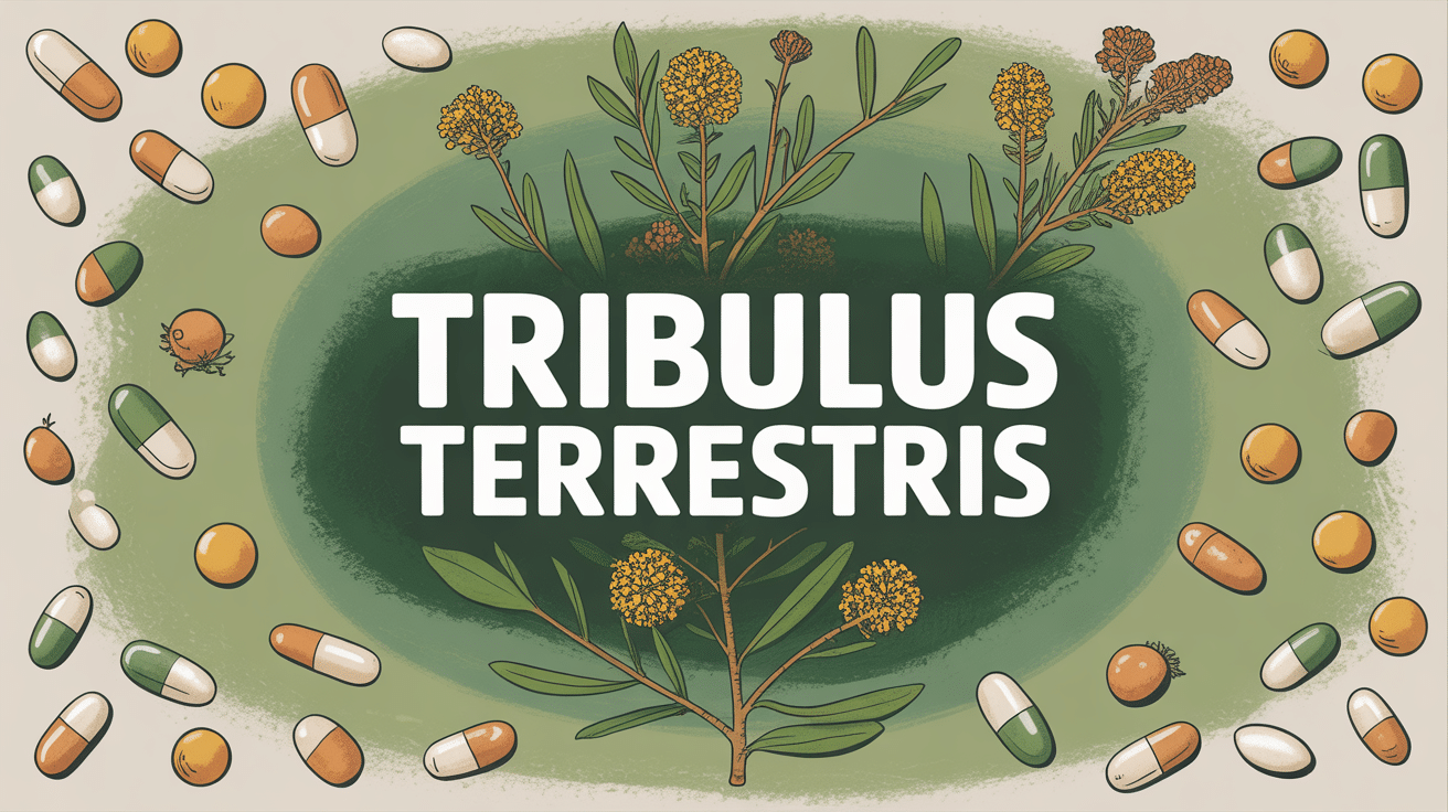 Illustration Tribulus terrestris plante et gélules