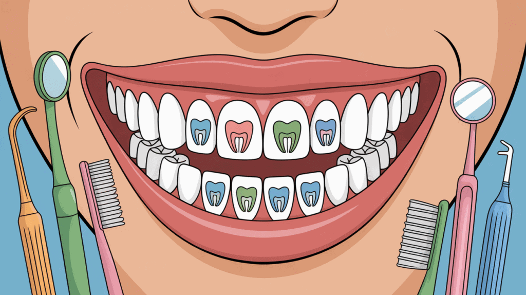 illustration brossettes interdentaires hygiène dentaire