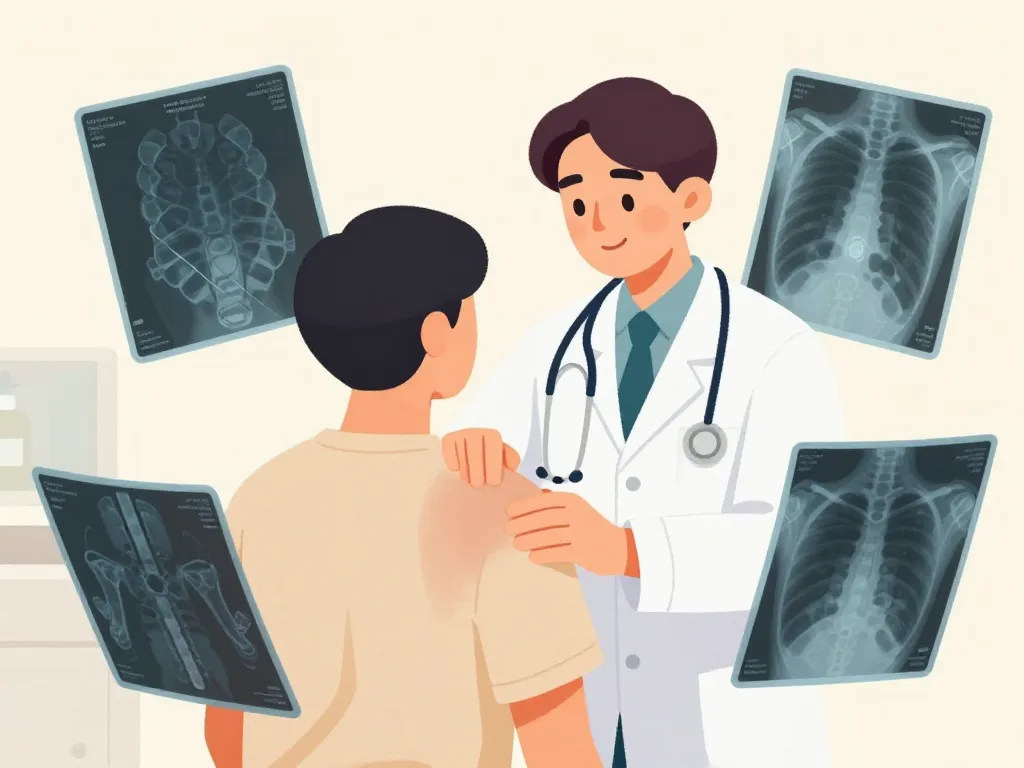 Médecin examinant une clavicule courte avec radio