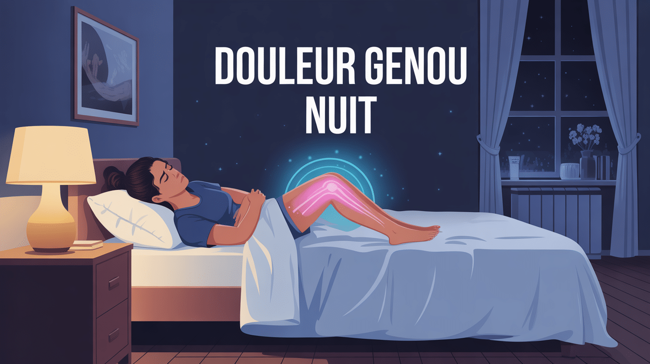 illustration douleur genou au repos la nuit dans un lit