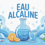 Illustration eau alcaline carafe et verre ambiance fraîche