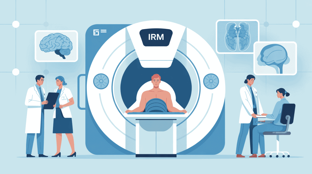 illustration ir examiner irm équipe médicale rassurante