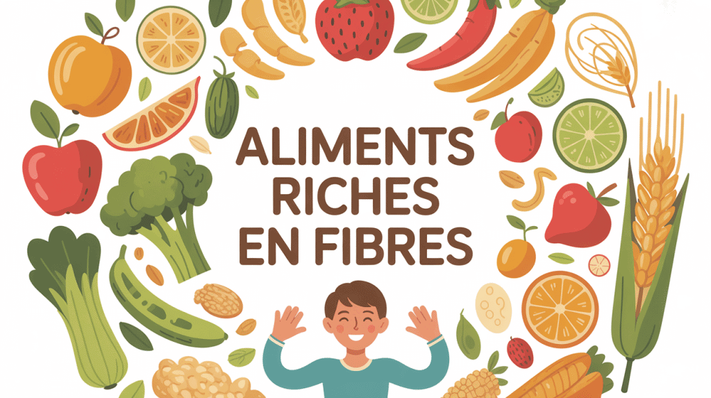 aliments avec des fibres en illustration santé digestive