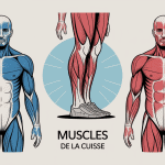 Schéma anatomie muscles de la cuisse sur silhouette